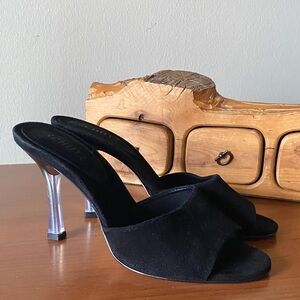 Schutz Suede Peep Toe Heeled Mules